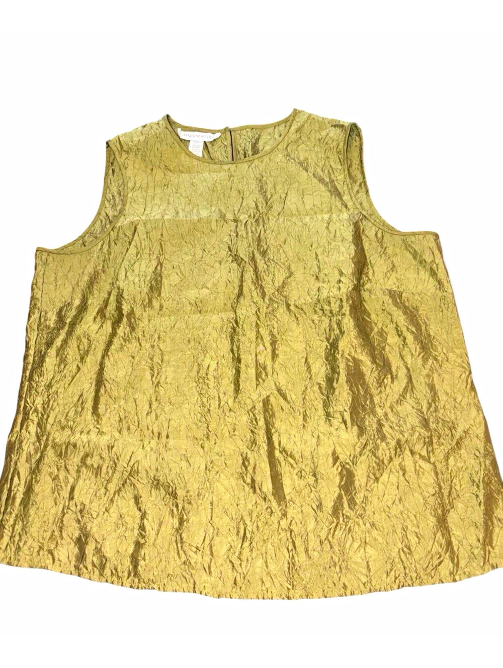 Jones New York Gold Silk Satin Tank Top Round Neck Sleeveless Plus Size 18W